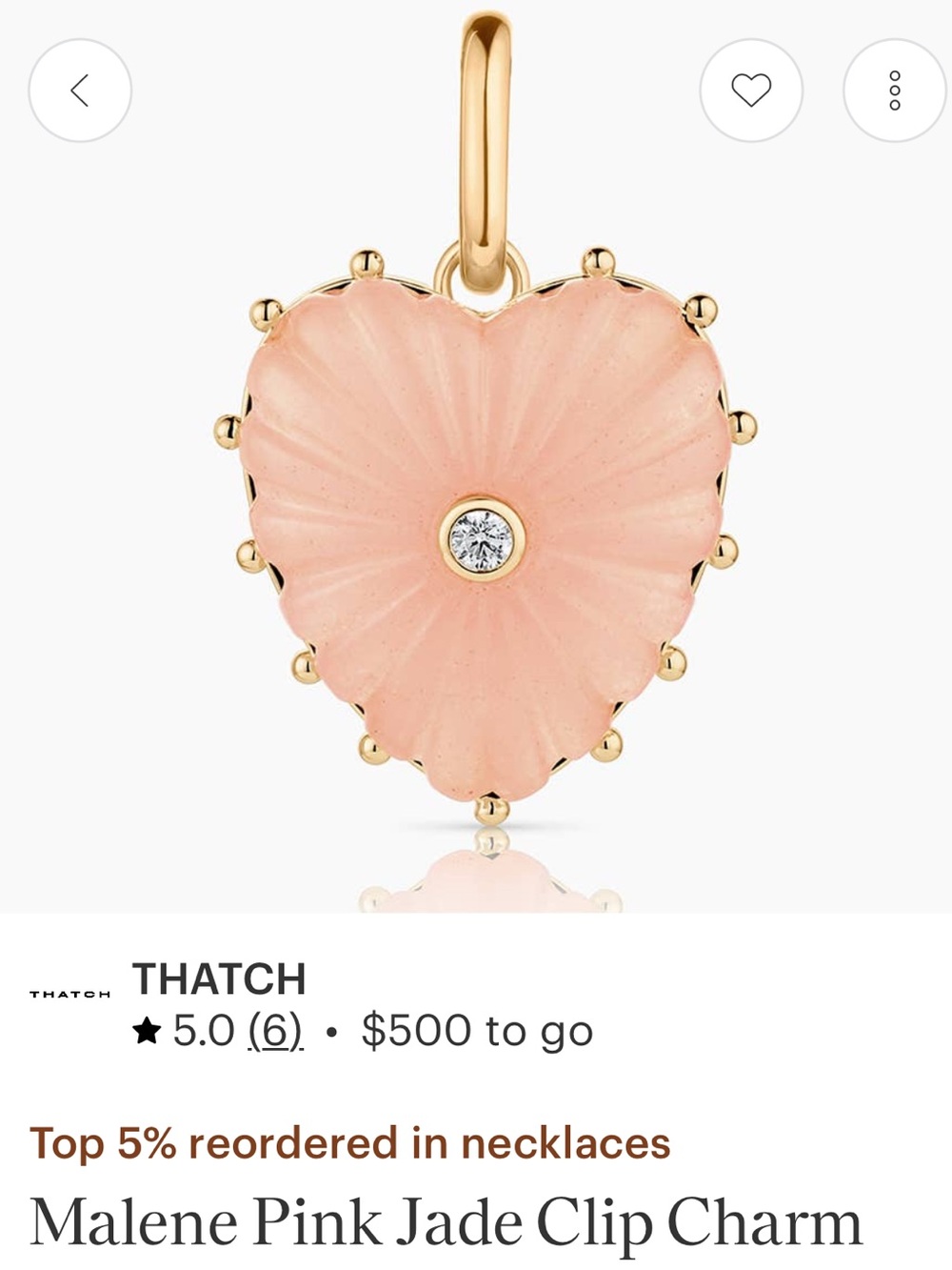 Thatch Malene Pink Jade Heart Clip - Picture 2 of 3